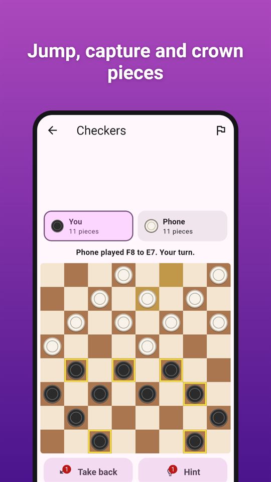 Board Classics: Jump, capture and crown pieces