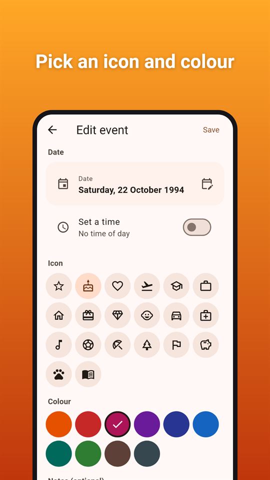 Days Until: Pick an icon and colour