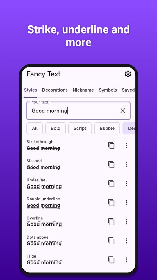 Fancy Text: Strike, underline and more