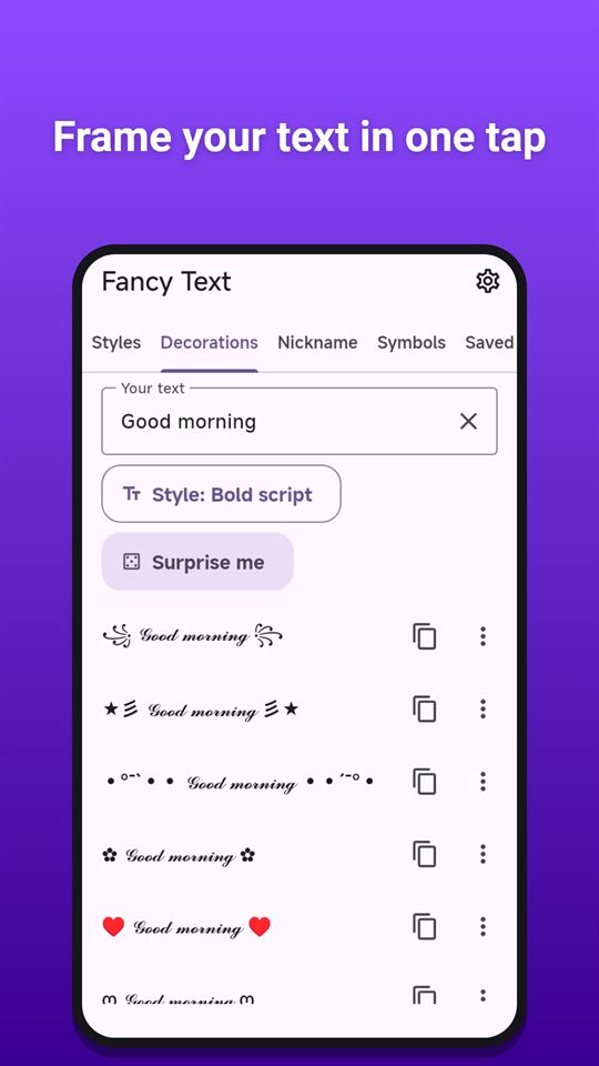 Fancy Text: Frame your text in one tap