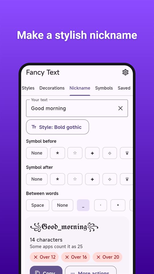 Fancy Text: Make a stylish nickname