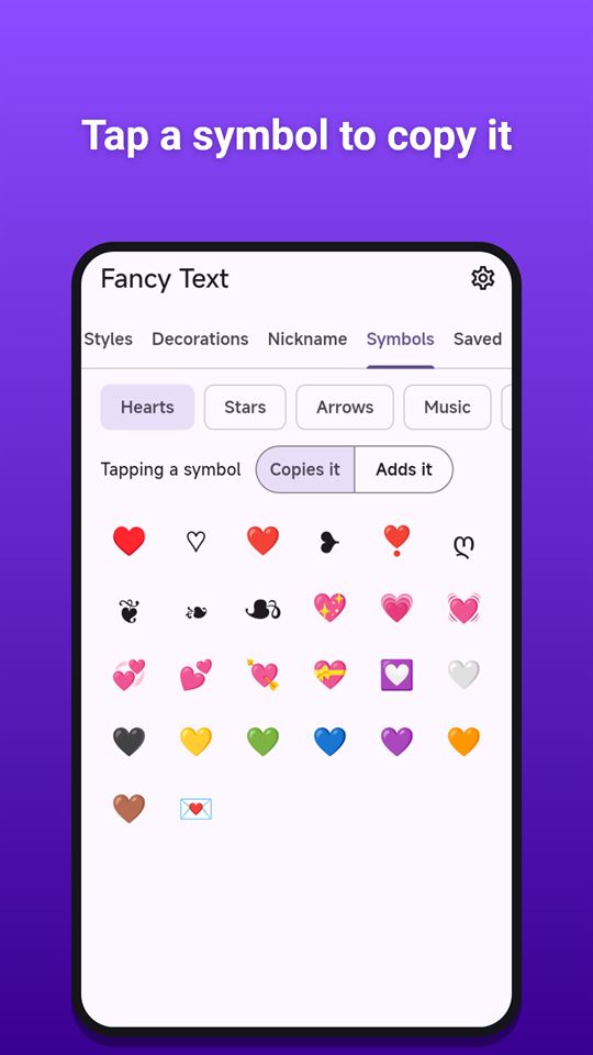 Fancy Text: Tap a symbol to copy it