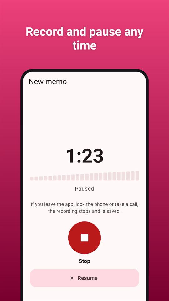 Memo Mic: Record and pause any time