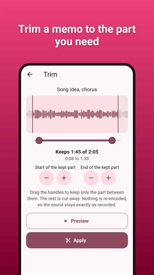 Memo Mic: Trim a memo to the part you need