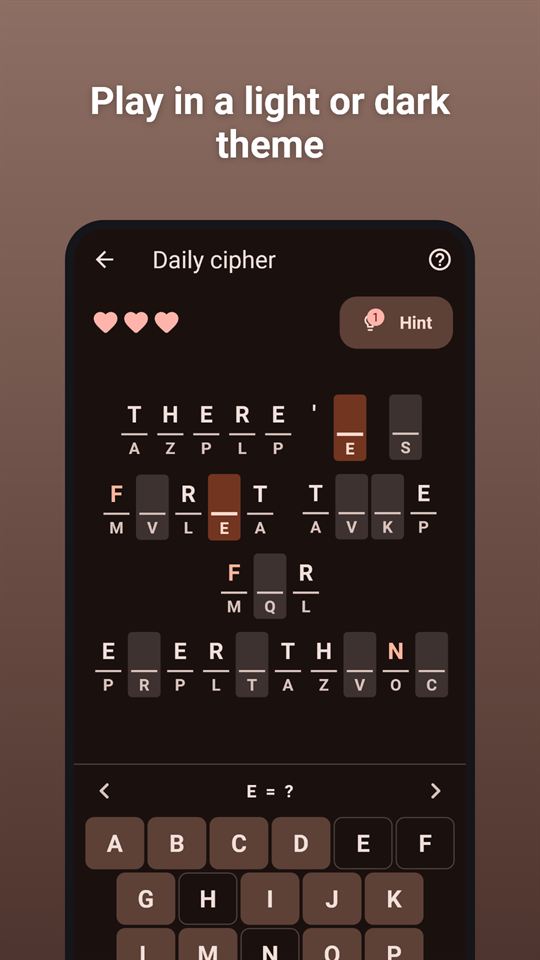 Proverb Cipher: Play in a light or dark theme