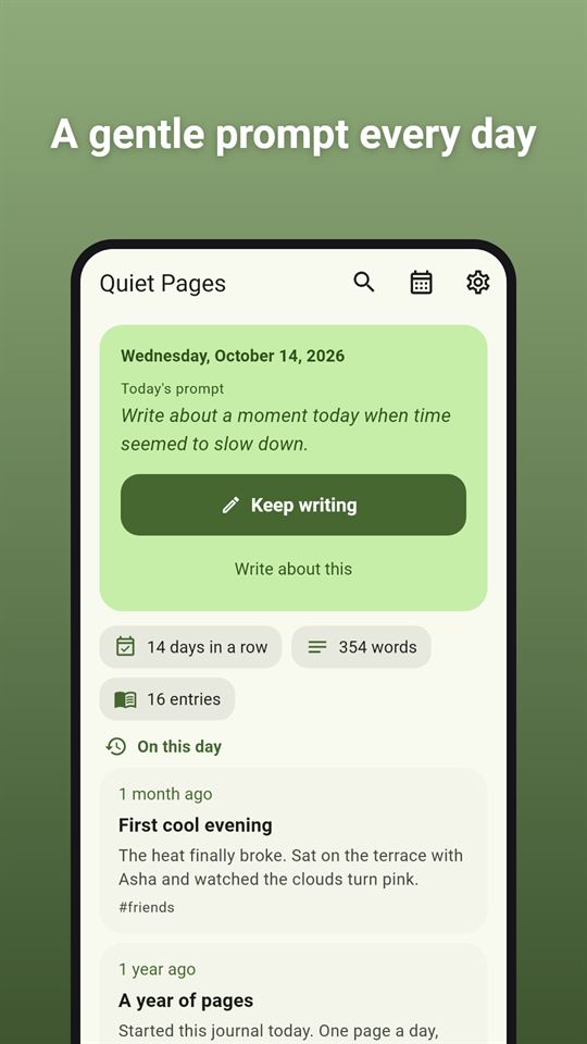 Quiet Pages: A gentle prompt every day