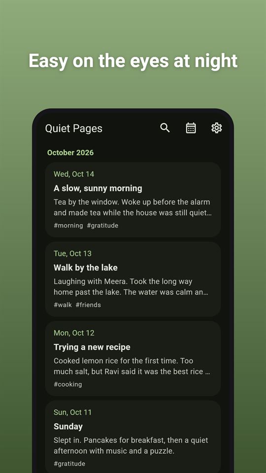 Quiet Pages: Easy on the eyes at night