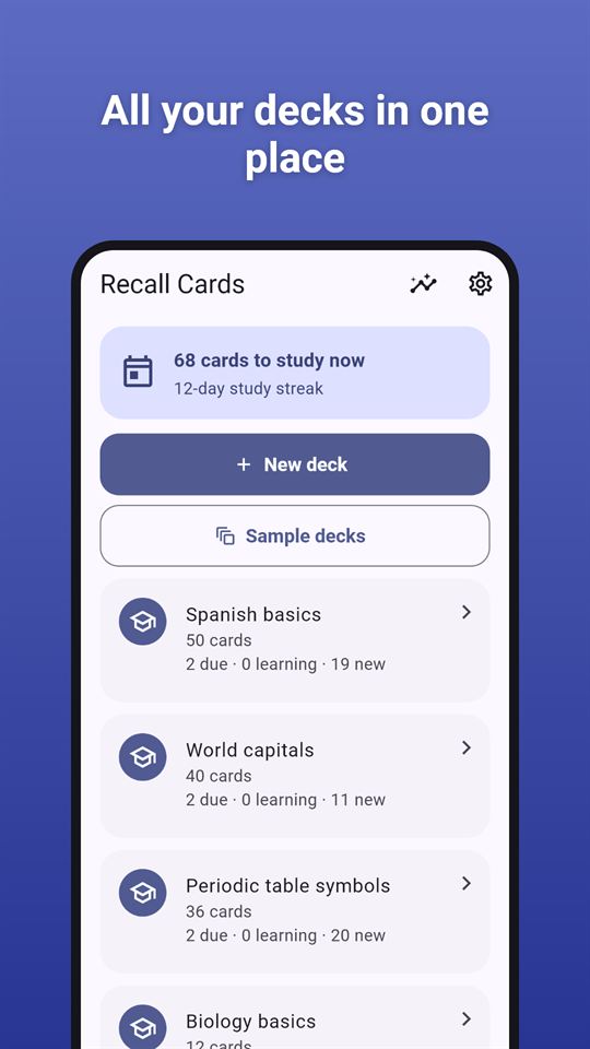 Recall Cards: All your decks in one place