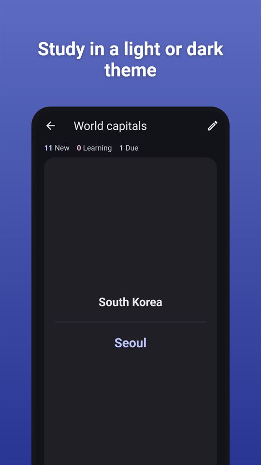 Recall Cards: Study in a light or dark theme