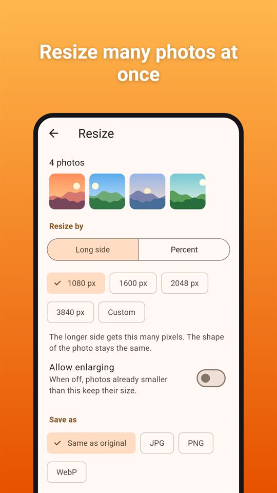 Resize Glow: Resize many photos at once