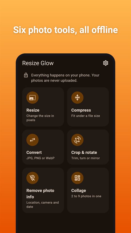 Resize Glow: Six photo tools, all offline