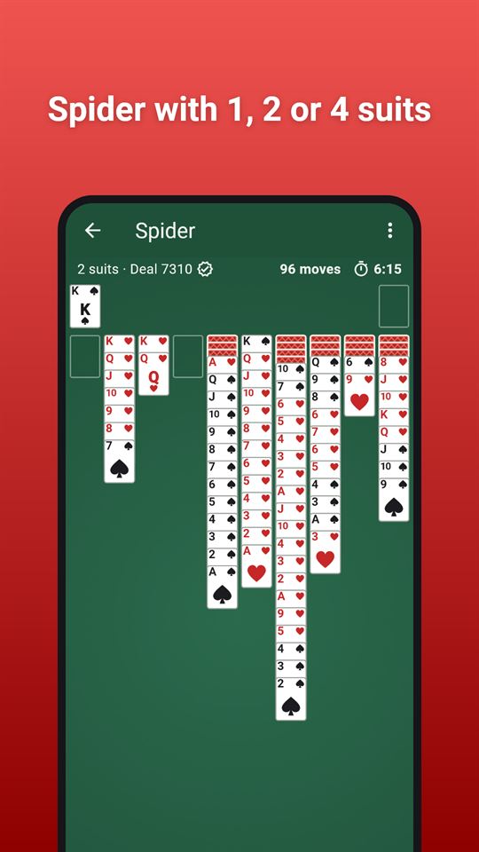 Solitaire Trio: Spider with 1, 2 or 4 suits