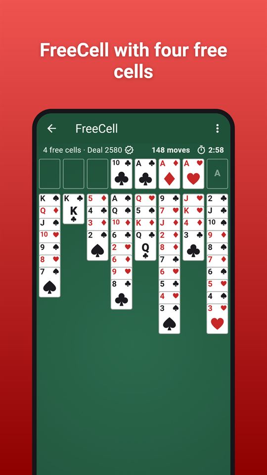 Solitaire Trio: FreeCell with four free cells