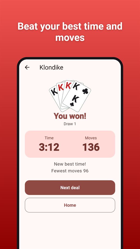 Solitaire Trio: Beat your best time and moves