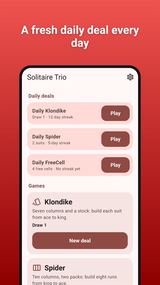 Solitaire Trio: A fresh daily deal every day