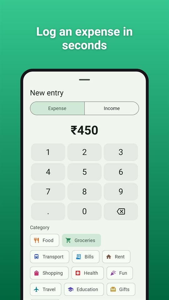 Spend Glow: Log an expense in seconds