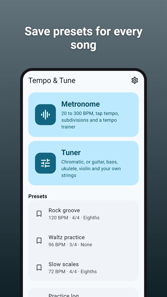 Tempo & Tune: Save presets for every song