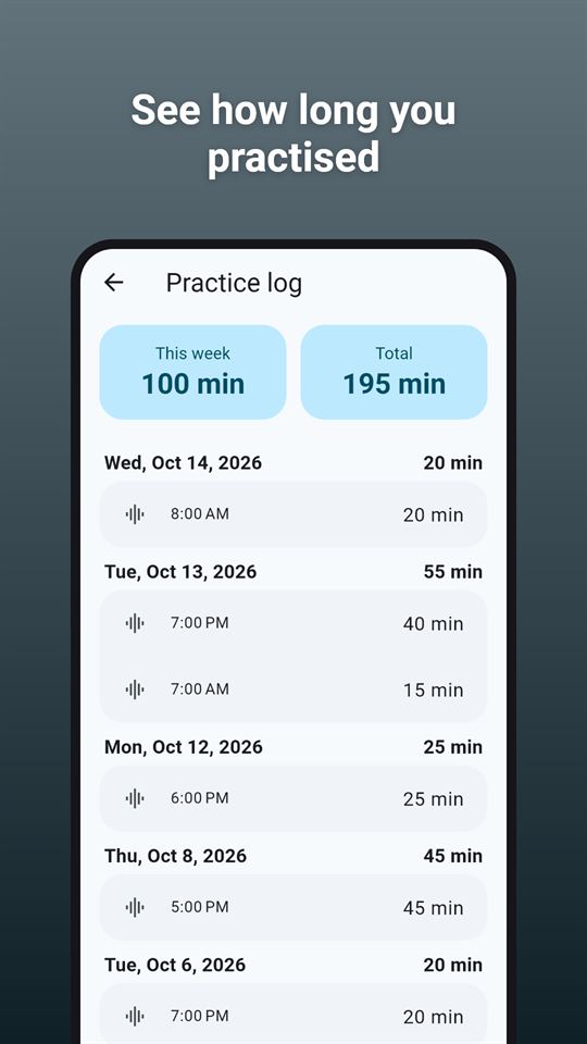 Tempo & Tune: See how long you practised