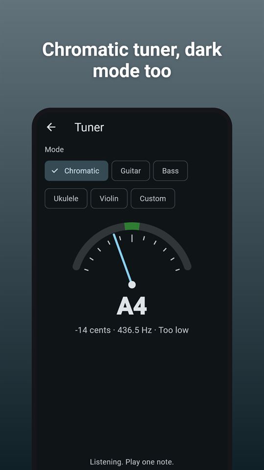 Tempo & Tune: Chromatic tuner, dark mode too