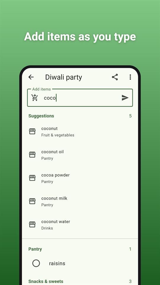 Tick Basket: Add items as you type