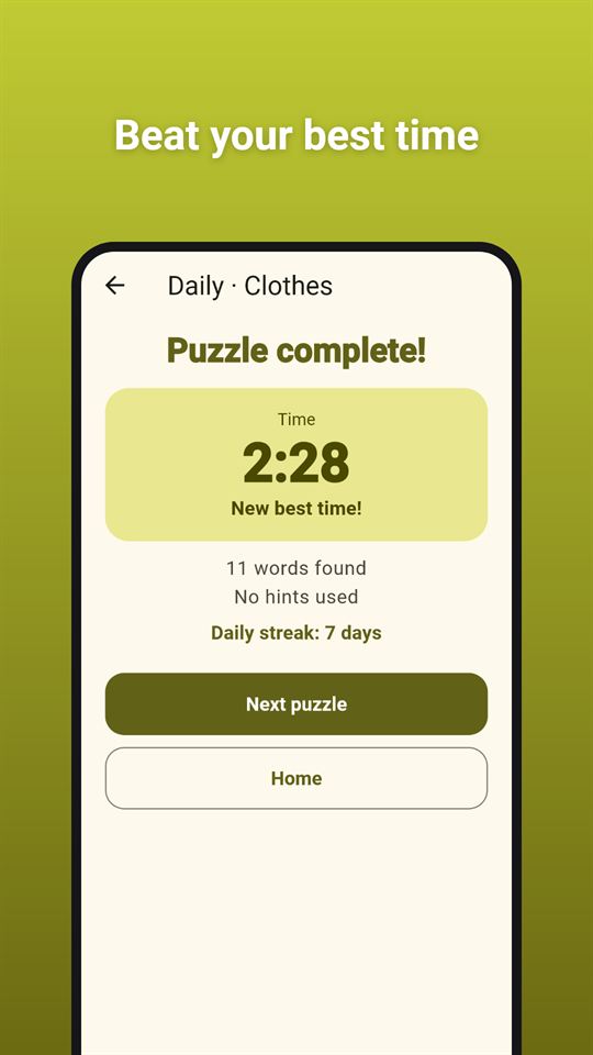 Word Glow Search: Beat your best time
