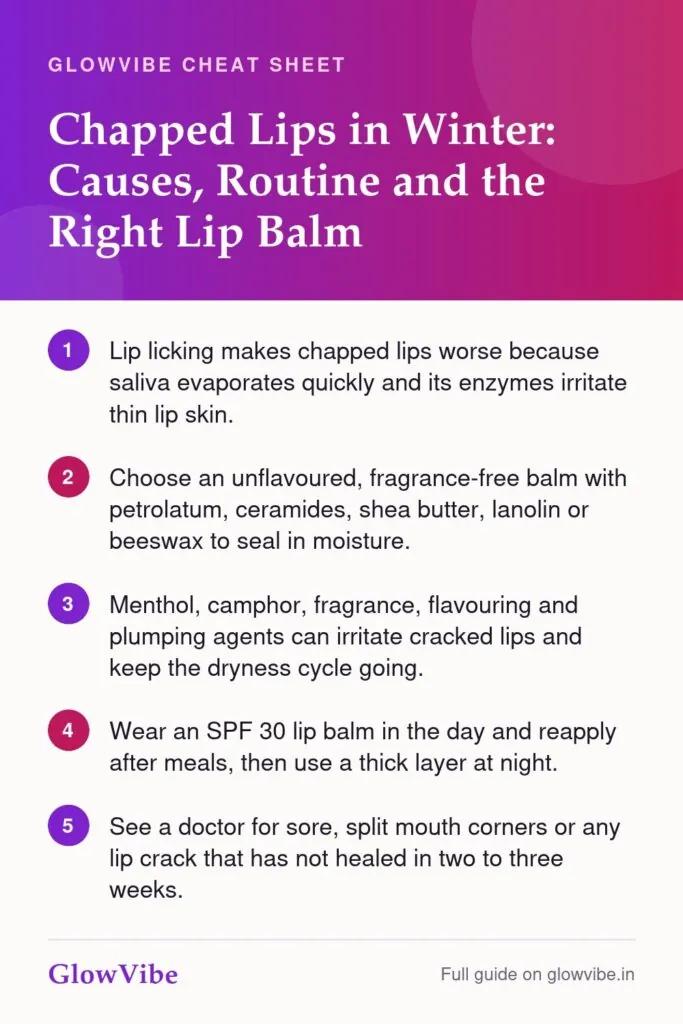 Chapped Lips in Winter: Causes, Routine and the Right Lip Balm: key points cheat sheet