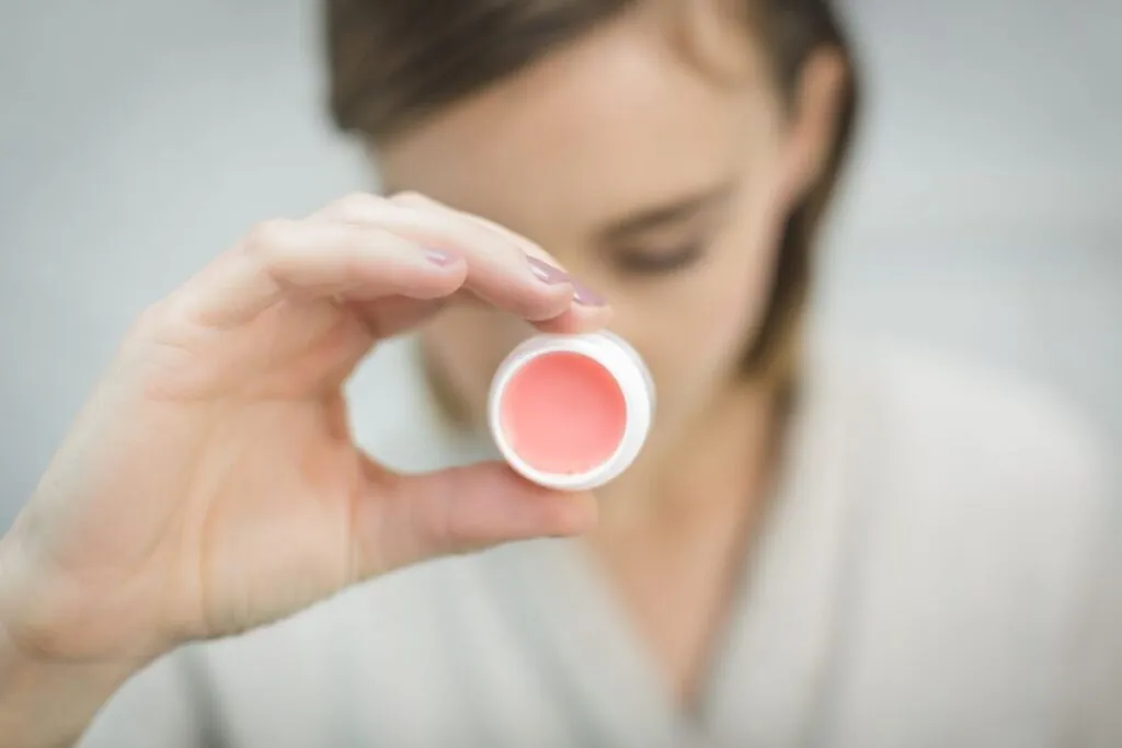 Lip balm in a small tin
